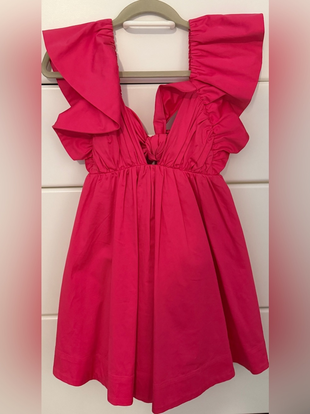 For Love And Lemons Hot Pink Ruffle Strap Mini Dress